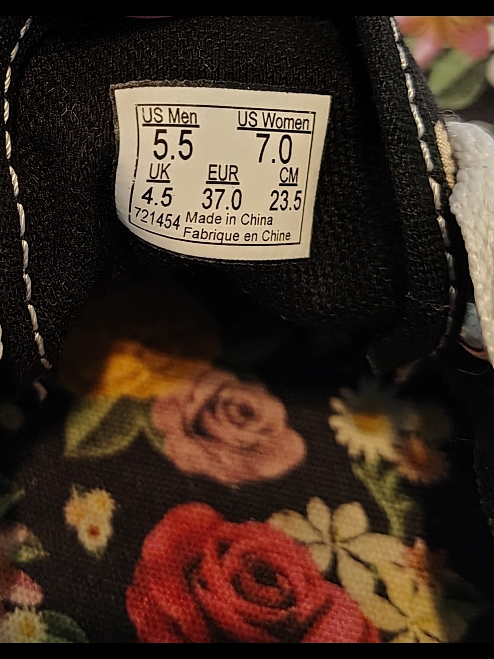 Vans Authentic Lux Floral Canvas Low-Top Sneakers Black & Multicolor Flowers - Picture 11 of 11